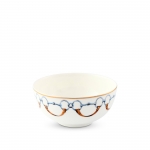 WELLINGTON BIT PATTERN BONE CHINA ROUND CEREAL / DIP BOWL Shiny Gold rimmed add a formal class and style to the 4 inch tall Cereal Bowl.